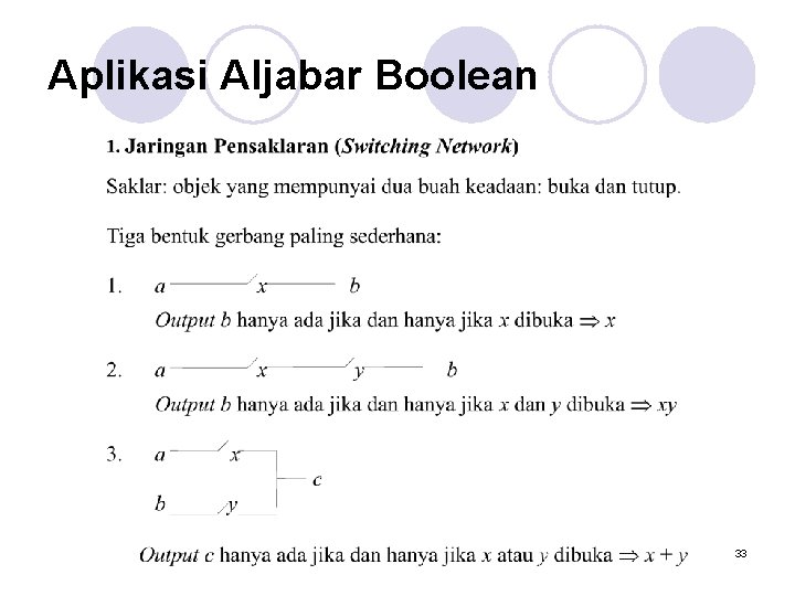 Aplikasi Aljabar Boolean 33 