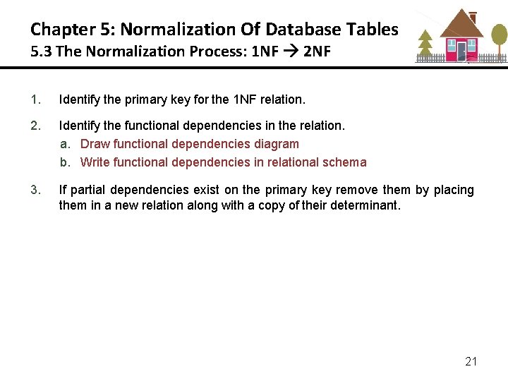 Chapter 5: Normalization Of Database Tables 5. 3 The Normalization Process: 1 NF 2