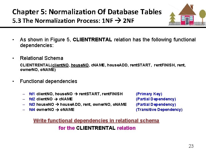 Chapter 5: Normalization Of Database Tables 5. 3 The Normalization Process: 1 NF 2