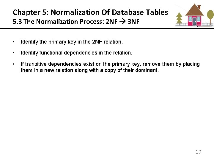 Chapter 5: Normalization Of Database Tables 5. 3 The Normalization Process: 2 NF 3