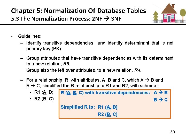 Chapter 5: Normalization Of Database Tables 5. 3 The Normalization Process: 2 NF 3