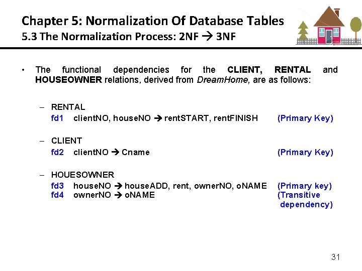 Chapter 5: Normalization Of Database Tables 5. 3 The Normalization Process: 2 NF 3