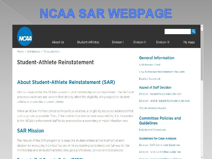 NCAA SAR WEBPAGE 