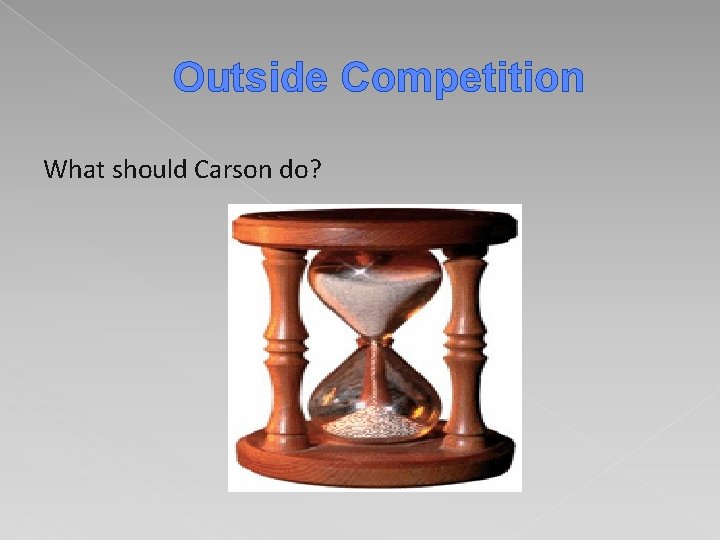 Outside Competition What should Carson do? 