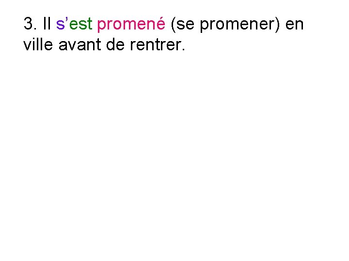 3. Il s’est promené (se promener) en ville avant de rentrer. 