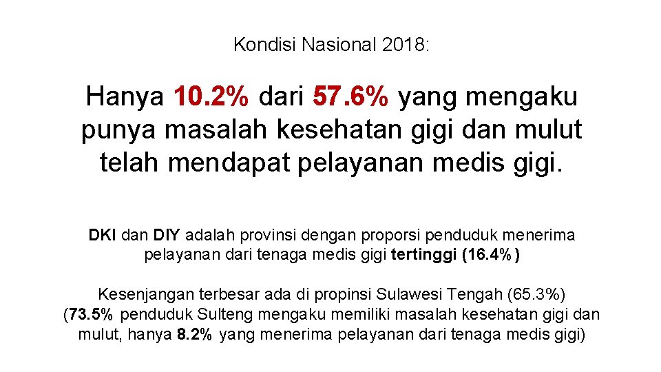 Kondisi Nasional 2018: Hanya 10. 2% dari 57. 6% yang mengaku punya masalah kesehatan