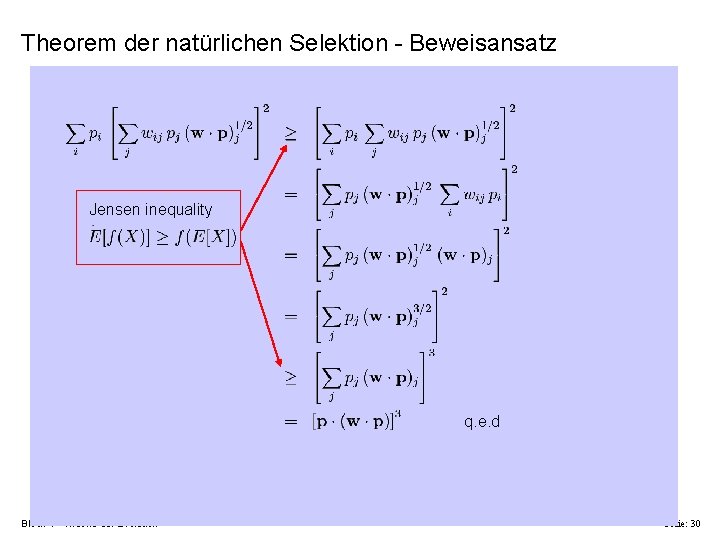 Theorem der natürlichen Selektion - Beweisansatz Jensen inequality q. e. d Block 1 -