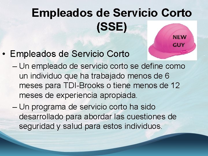 Empleados de Servicio Corto (SSE) • Empleados de Servicio Corto – Un empleado de