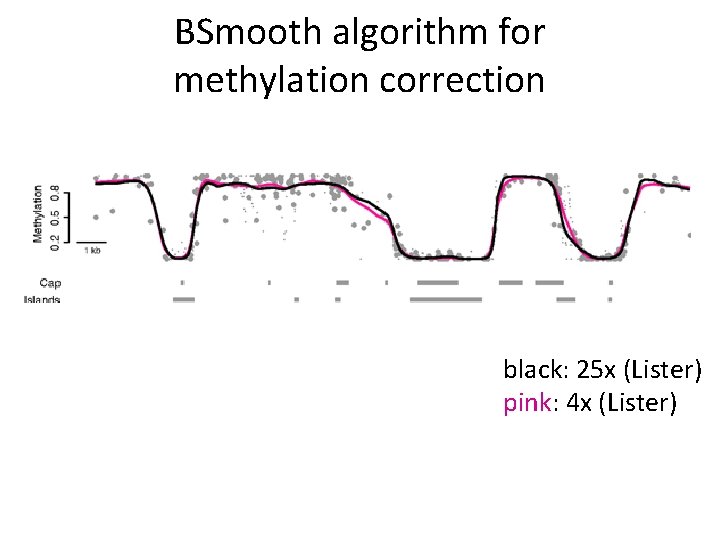 BSmooth algorithm for methylation correction black: 25 x (Lister) pink: 4 x (Lister) 