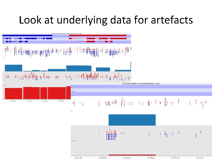 Look at underlying data for artefacts 