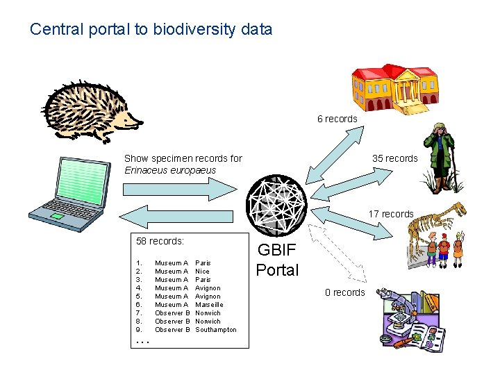 Central portal to biodiversity data 6 records Show specimen records for Erinaceus europaeus 35 Central portal to biodiversity data 6 records Show specimen records for Erinaceus europaeus 35