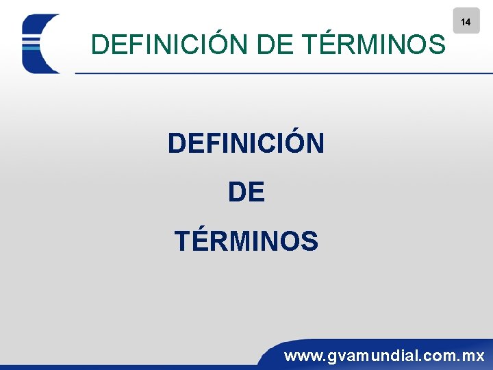 14 DEFINICIÓN DE TÉRMINOS www. gvamundial. com. mx 