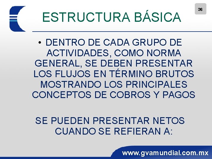 ESTRUCTURA BÁSICA 36 • DENTRO DE CADA GRUPO DE ACTIVIDADES, COMO NORMA GENERAL, SE