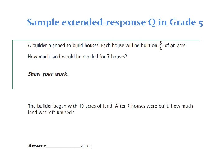 Sample extended-response Q in Grade 5 