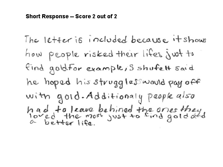 Short Response -- Score 2 out of 2 