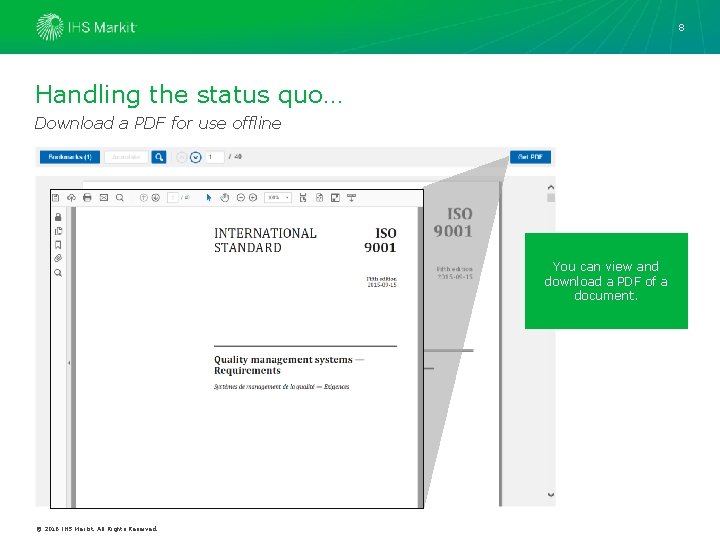 8 Handling the status quo… Download a PDF for use offline You can view