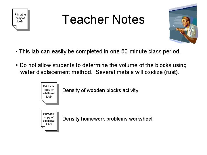 Teacher Notes Printable copy of LAB • This lab can easily be completed in