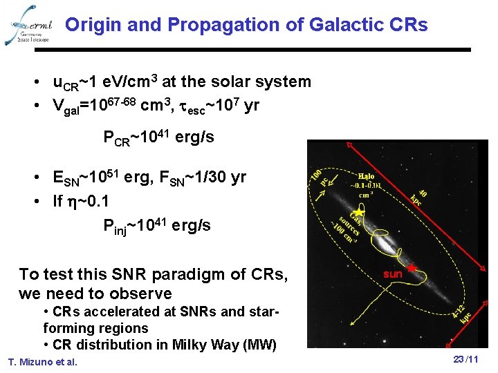 Origin and Propagation of Galactic CRs • u. CR~1 e. V/cm 3 at the