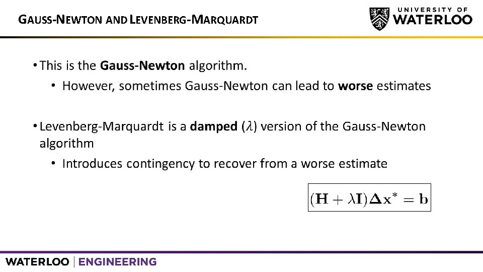 GAUSS-NEWTON AND LEVENBERG-MARQUARDT 