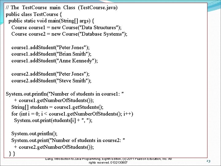 // The Test. Course main Class (Test. Course. java) public class Test. Course {