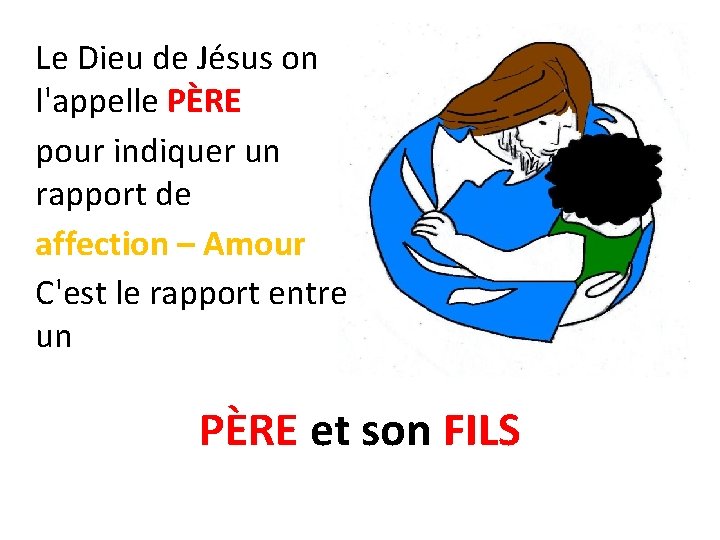 Le Dieu de Jésus on l'appelle PÈRE: pour indiquer un rapport de affection –