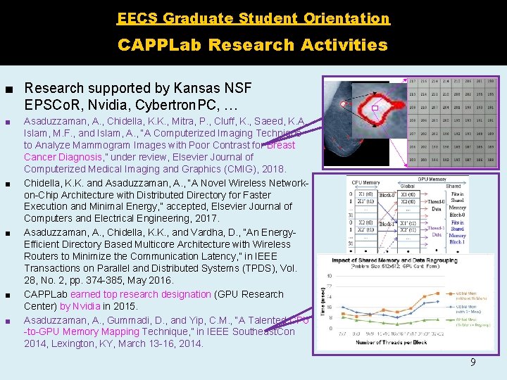 EECS Graduate Student Orientation CAPPLab Research Activities ■ Research supported by Kansas NSF EPSCo.