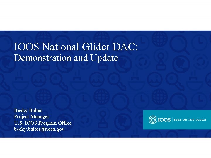 IOOS National Glider DAC: Demonstration and Update Becky Baltes Project Manager U. S, IOOS