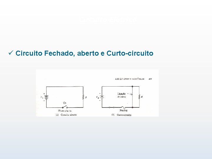 Circuito Elétrico ü Circuito Fechado, aberto e Curto-circuito 