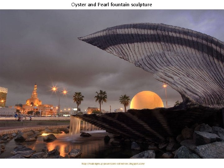 Oyster and Pearl fountain sculpture 