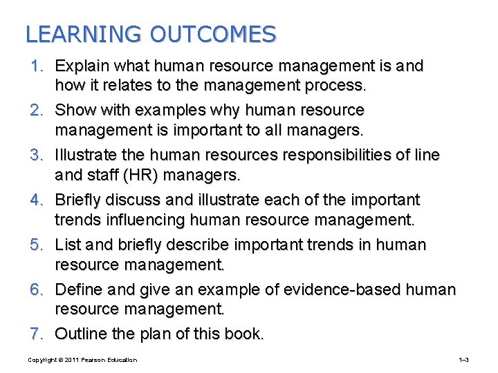 LEARNING OUTCOMES 1. Explain what human resource management is and how it relates to