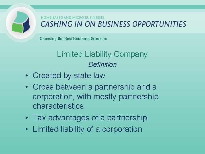 Choosing the Best Business Structure Limited Liability Company Definition • Created by state law
