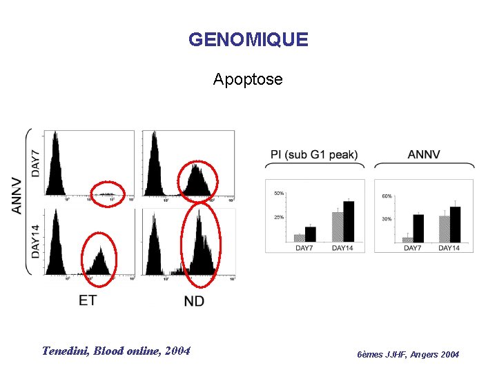 GENOMIQUE Apoptose Tenedini, Blood online, 2004 6èmes JJHF, Angers 2004 