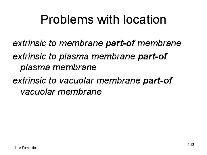 Problems with location extrinsic to membrane part-of membrane extrinsic to plasma membrane part-of plasma
