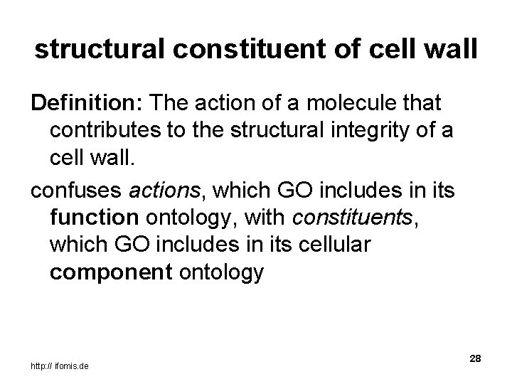 structural constituent of cell wall Definition: The action of a molecule that contributes to