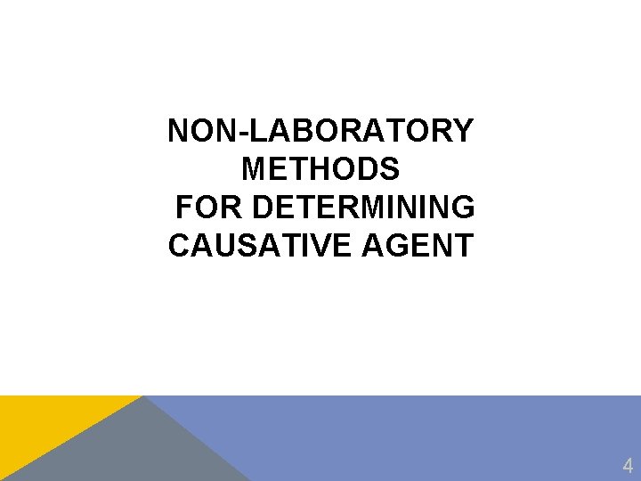 NON-LABORATORY METHODS FOR DETERMINING CAUSATIVE AGENT 4 
