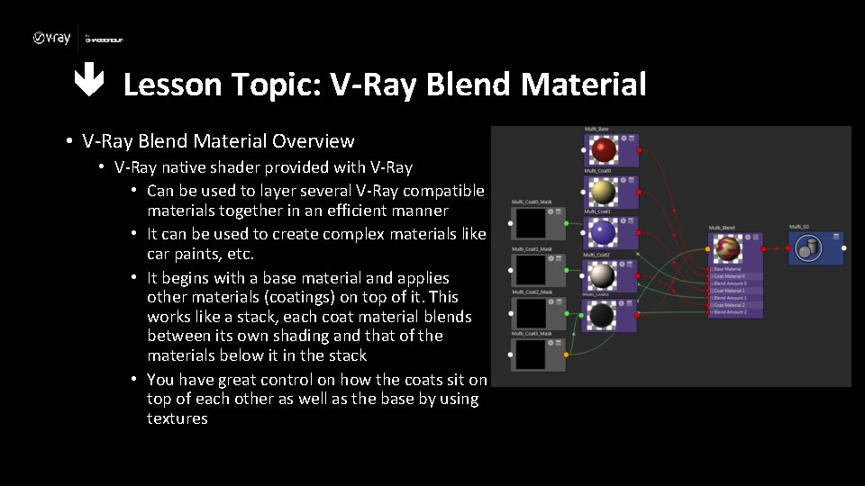  Lesson Topic: V-Ray Blend Material • V-Ray Blend Material Overview • V-Ray native