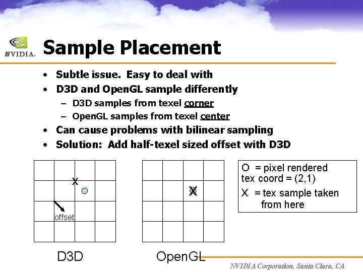 Sample Placement • Subtle issue. Easy to deal with • D 3 D and