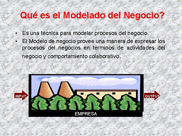 Qué es el Modelado del Negocio? • Es una técnica para modelar procesos del