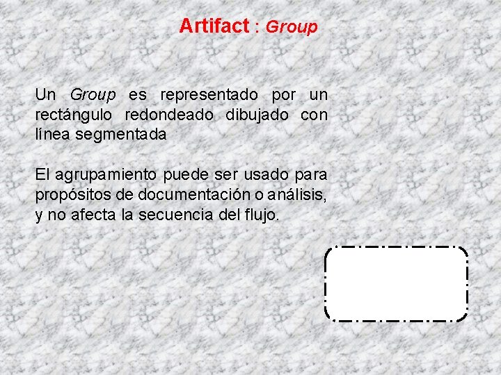 Artifact : Group Un Group es representado por un rectángulo redondeado dibujado con línea