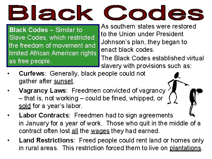 As southern states were restored to the Union under President Johnson’s plan, they began