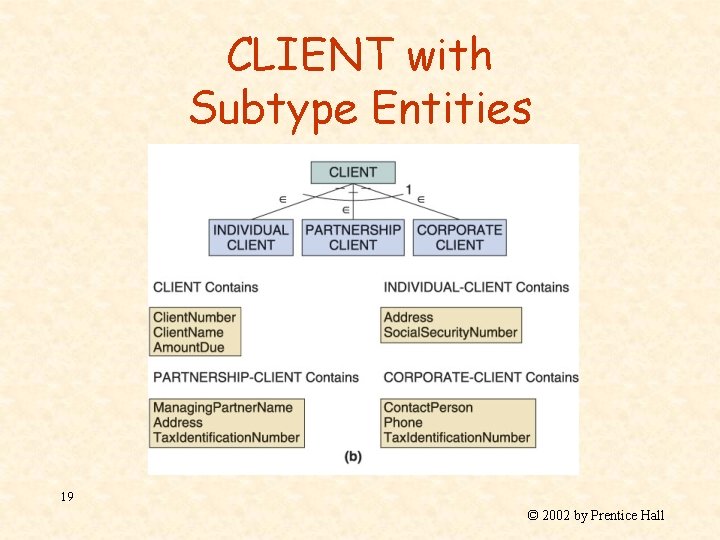 CLIENT with Subtype Entities 19 © 2002 by Prentice Hall 