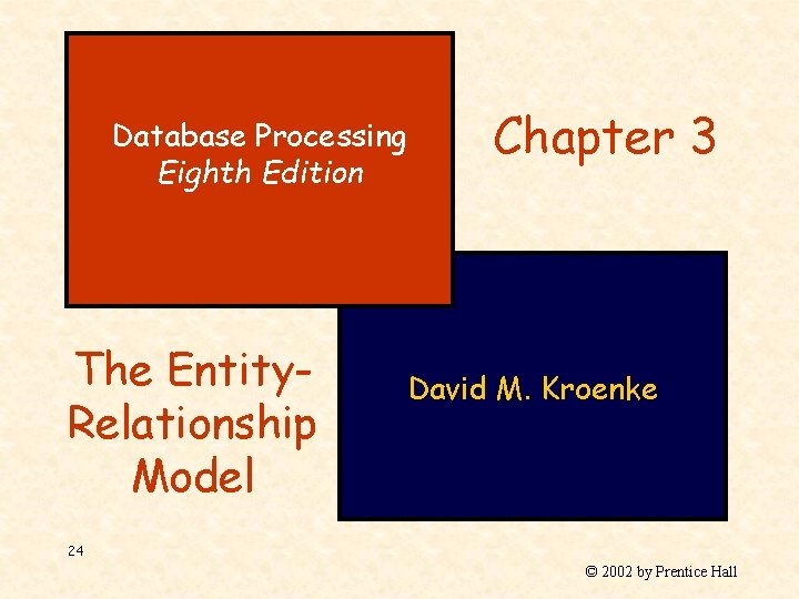 Database Processing Eighth Edition The Entity. Relationship Model Chapter 3 David M. Kroenke 24