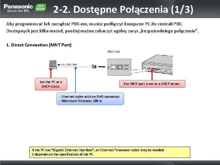 2 -2. Dostępne Połączenia (1/3) Aby programować lub zarządzać PBX-em, musisz podłączyć komputer PC