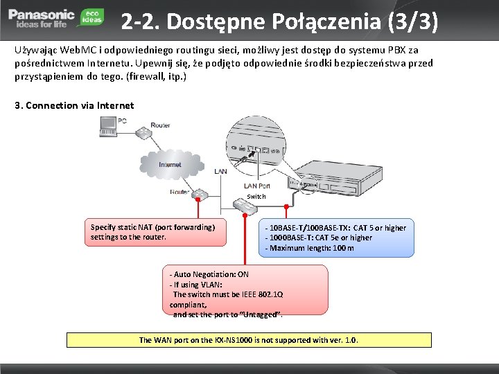 2 -2. Dostępne Połączenia (3/3) Używając Web. MC i odpowiedniego routingu sieci, możliwy jest