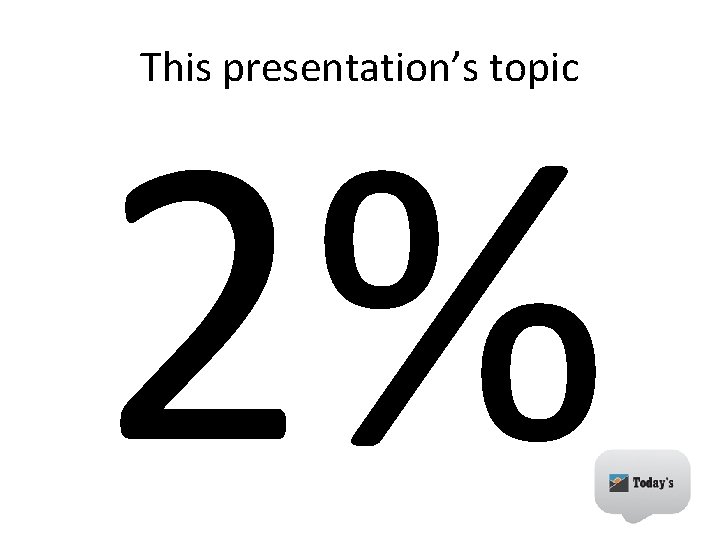 2% This presentation’s topic 