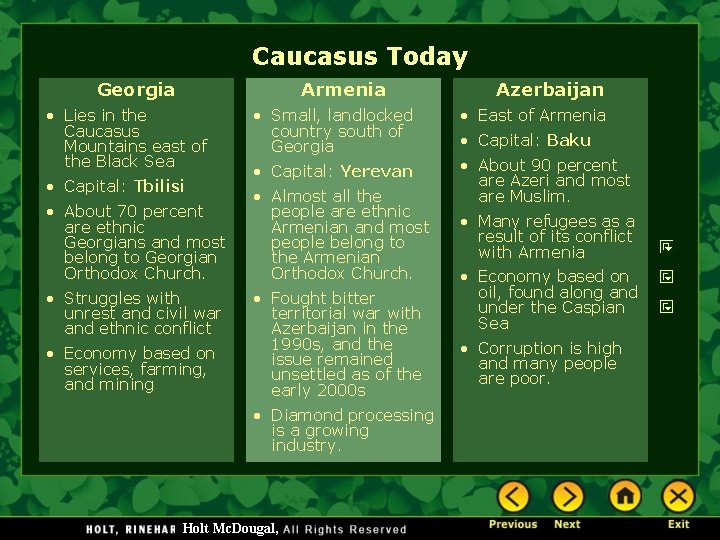 Caucasus Today Georgia Armenia • Lies in the Caucasus Mountains east of the Black