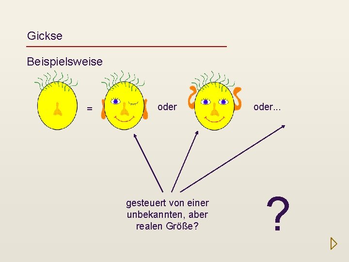 Gickse Beispielsweise = oder gesteuert von einer unbekannten, aber realen Größe? oder. . .