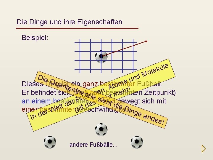 Die Dinge und ihre Eigenschaften Beispiel: le ü k ole M Die d n