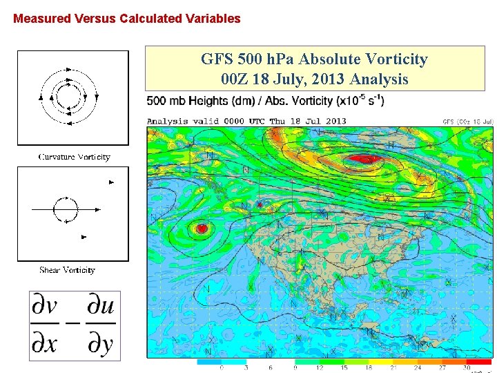 Measured Versus Calculated Variables GFS 500 h. Pa Absolute Vorticity 00 Z 18 July,