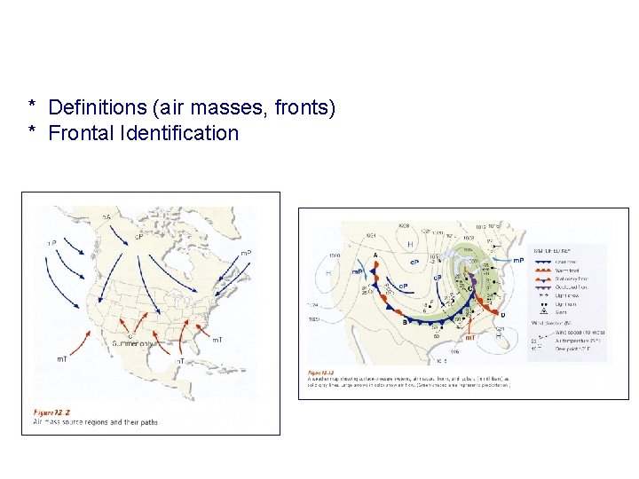 * Definitions (air masses, fronts) * Frontal Identification 